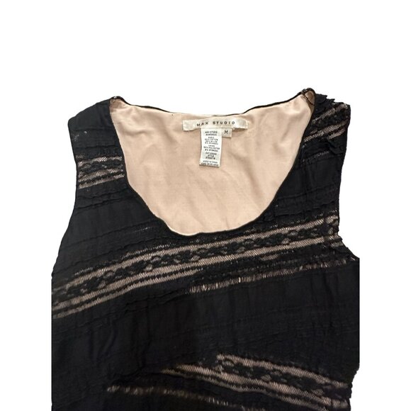 MAX STUDIO Black Lace Scoopneck Tank Top Size Medium - Picture 2 of 5